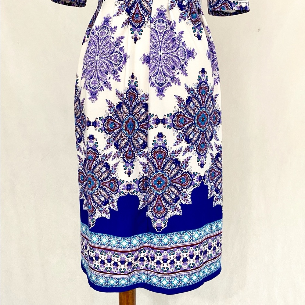 Shelby Palmer Paisley Jersey Knit Fit-Flare Dress - Picture 8 of 11
